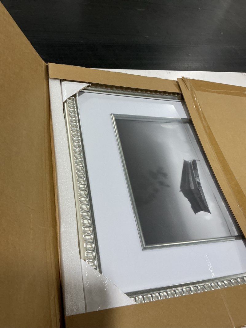 Condition photo showing Good Condition for yipinyin 8x10'' bamboo detail designs silver metal picture frame with mat for 5x7'' set of 2,narrow silver plated photo frames 5x7'' with soft touch velvet backing for desktop and wall décor 8x10'' mat 5x7''(2pk) silver