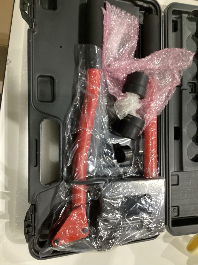 Condition photo showing Good Condition for newtry metal stud punch set with 7/8", 1-1/8", 1-11/32" dies, 20ga punch capacity manual lever sheet metal stud punch for conduit installation, cabinet fabrication & hvac