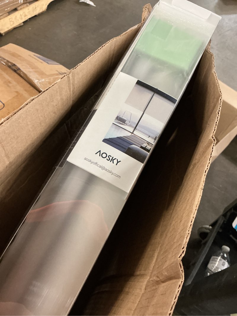 Condition photo showing As Is for aosky cordless roller shades blackout blinds for windows room darkening rolled up shades with spring system, uv protection window shades door blinds for home and office (36" w x 72" h, white) 36"w x 72"h white