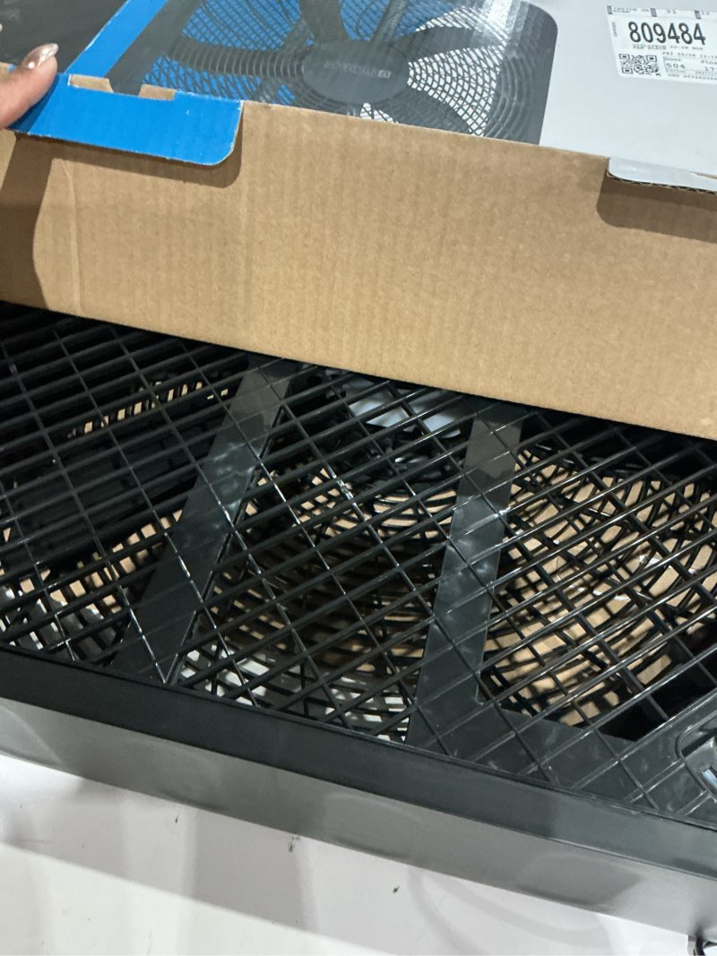 Condition photo showing As Is for utilitech 20-in 120-volt 3-speed high velocity indoor black box fan