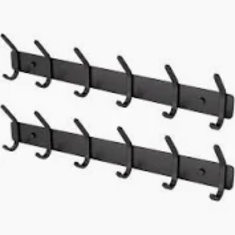 GWAAZXGZ Coat Rack Wall Mount Hooks - 15 Inch Matte Black Metal 6-Hook Organizer Wall Mounted, Moder