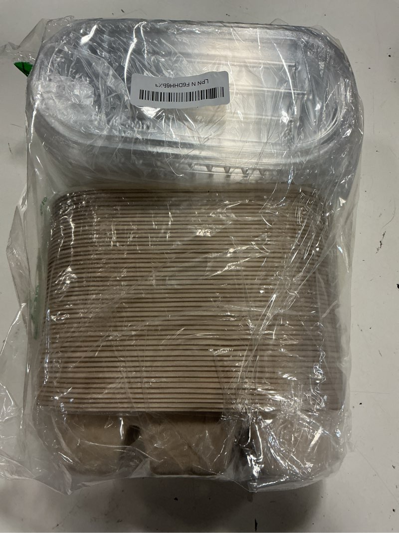 Condition photo showing New/Like New for disposable bowls 18 oz 3 compartments with lids bagasse 50 pack oval 18oz