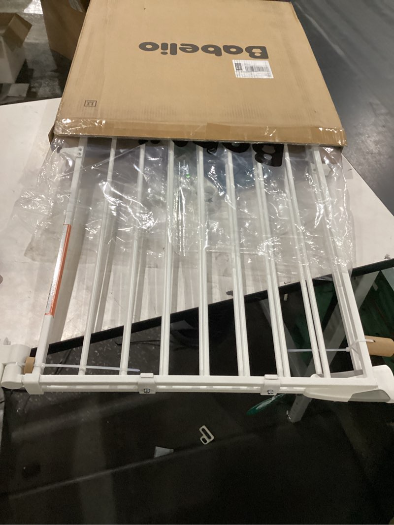 Condition photo showing New/Like New for babelio baby gate for stairs, kitchen & doorways, 26-43" w 28" h no bottom bar| easy installation| one-handed operation| auto-close| hardware mount (drill needed) safety dog/pet gate indoor (white) *white 28" h, 26-43" w-standard