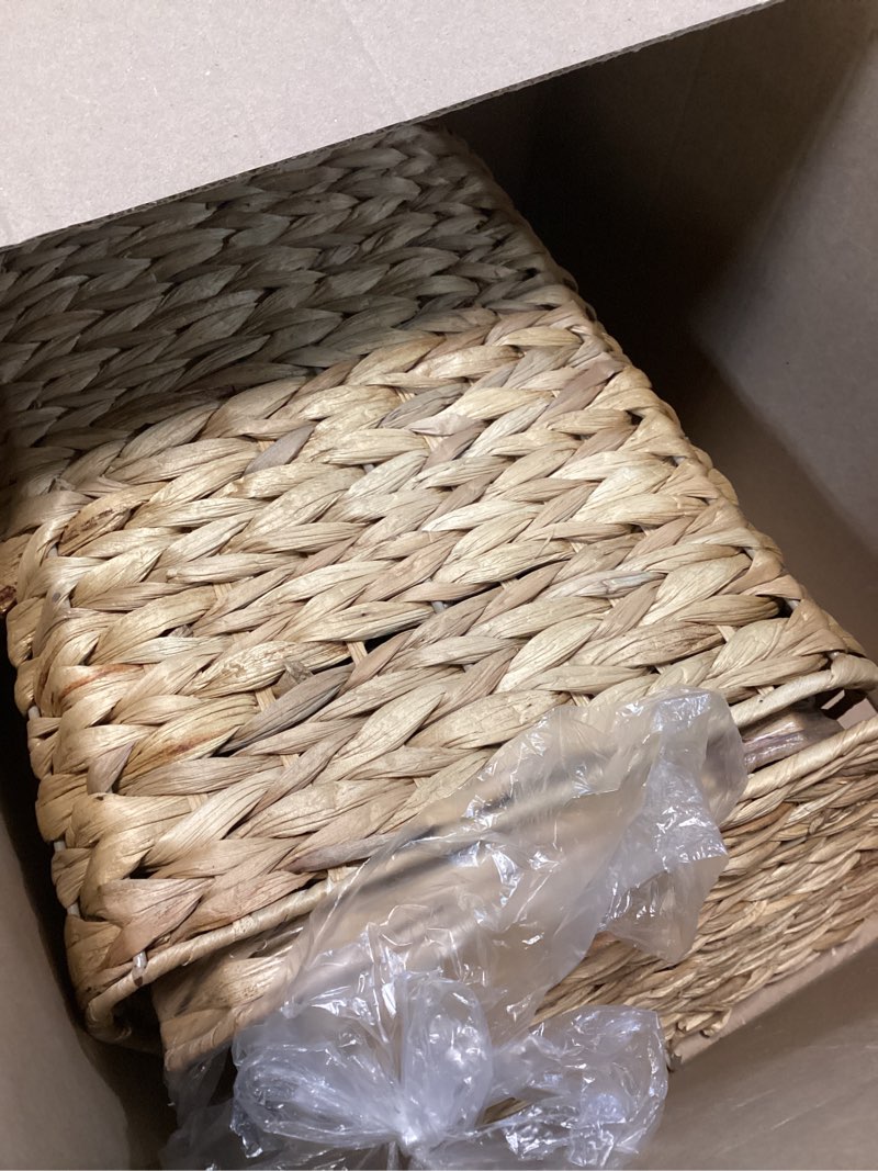 Condition photo showing Good Condition for 2 pcs wicker trash can woven waste can with lid and removable liner, large trash can for bedroom farmhouse home office kitchen