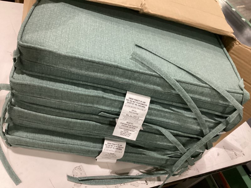 Outdoor 18-inch Square Reversible Seat Cushion with Ties, 4-Pack, Seafoam