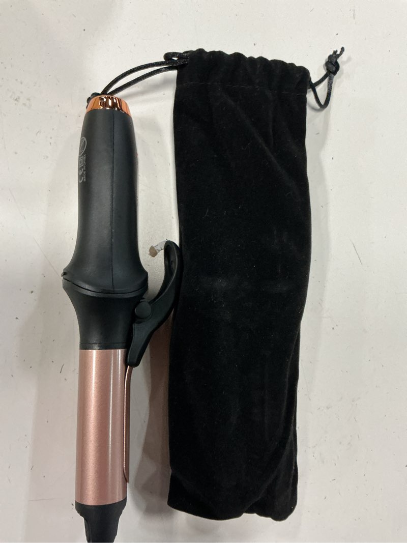 Condition photo showing As Is for cordless curling iron hair curler: mini usb rechargeable 4000 mah 3 temp setting travel portable 200 million negative ion for long short hair 0.98 inch black