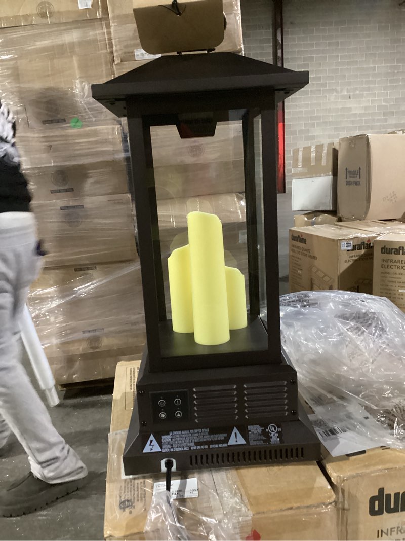 Condition photo showing As Is for Duraflame 28” Electric Lantern with Infrared Heat and Remote Control, Bronze Heaters, 02