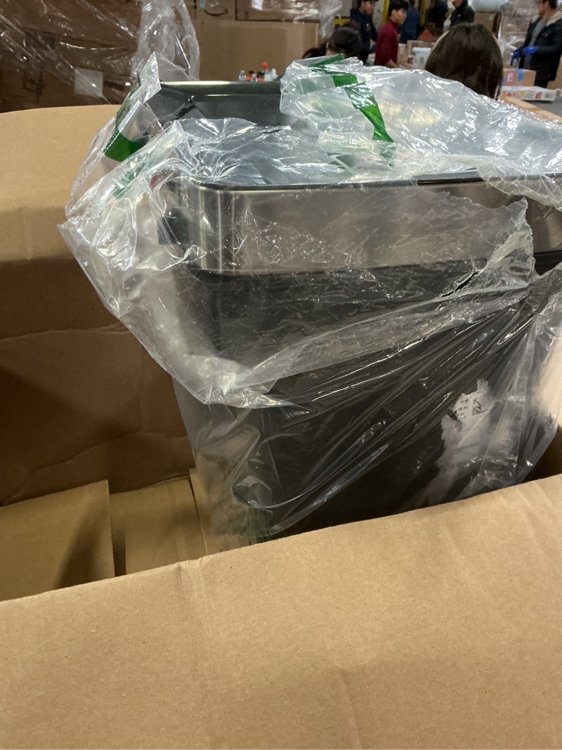 Condition photo showing As Is for Rubbermaid Premier Series III Step-On Trash Can for Home and Kitchen, with Stainless Steel Rim, 12.4 Gallon, Charcoal, for Home/Kitchen/Garage/Apartment/Office 12.4G - Metal Rim