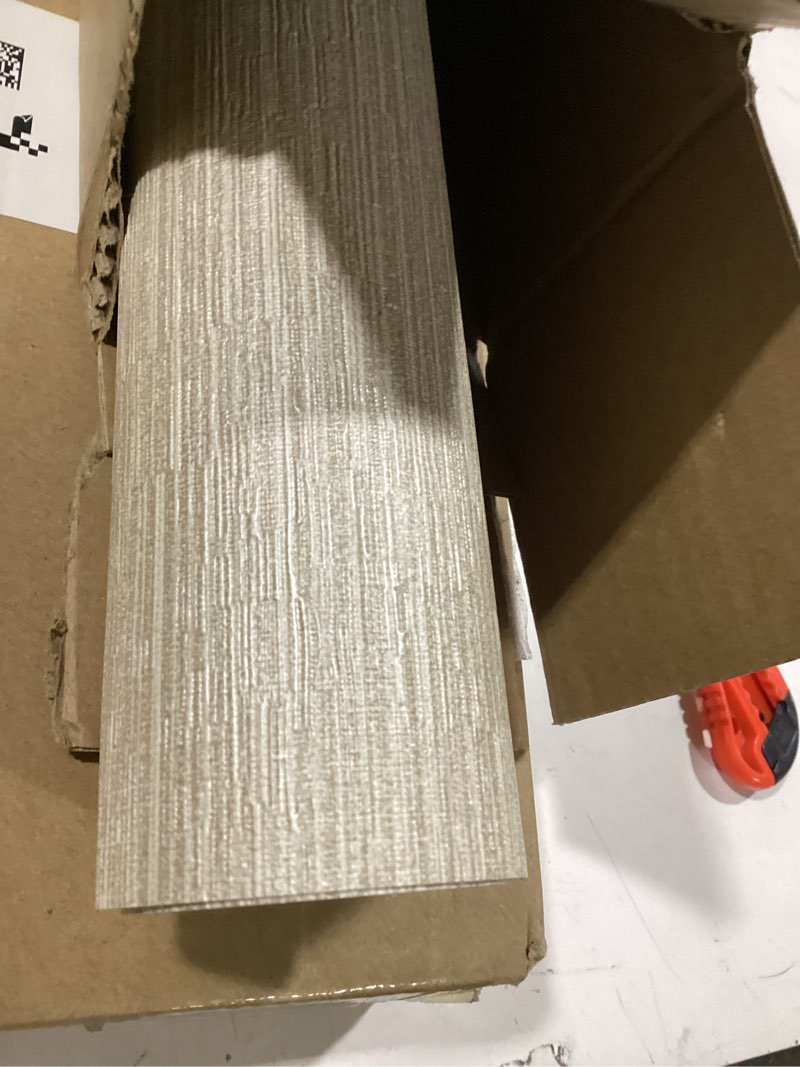 Condition photo showing New/Like New for Haimin Grasscloth Wallpaper Peel and Stick 20.9in X 393in Fabric Contact Paper Wall Paper Textured Wallpaper Horizontal Stripes Look Self-Adhesive Thick Vinyl Embossed (Beige)