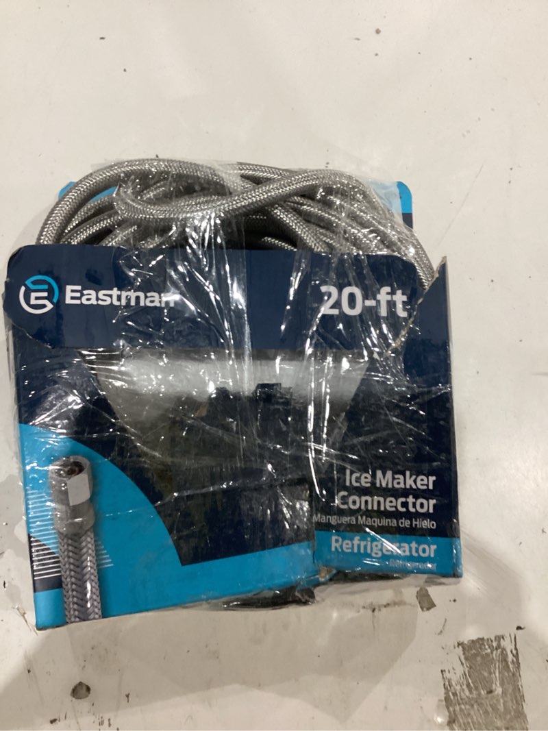 Condition photo showing As Is for eastman 20-ft 1/4-in compression inlet x 1/4-in compression outlet stainless steel ice maker connector