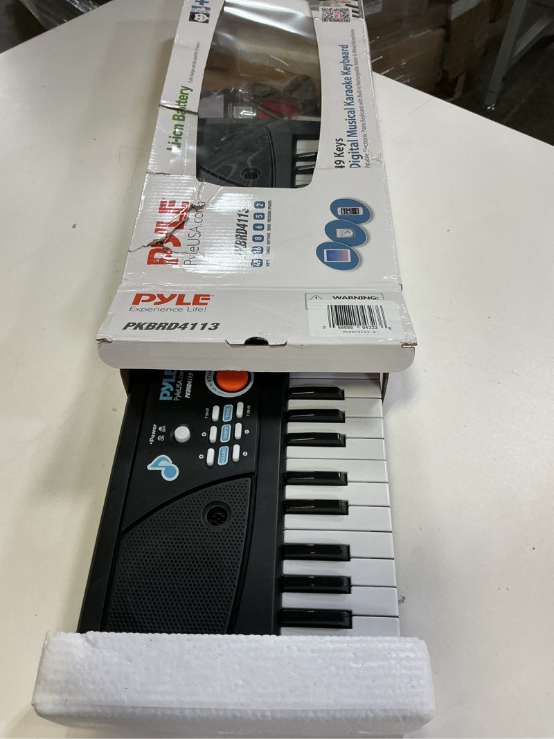 Condition photo showing Good Condition for Pyle Electric Keyboard Piano 49 Keys - Portable Digital Musical Karaoke Piano Keyboard - 8 Rhythms 16 Tones, Stereo Speakers, Rechargeable Battery - Wired Microphone - Beginners Kids Adult