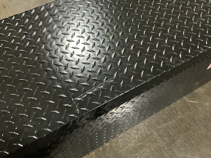 Condition photo showing As Is for craftsman low profile matte black aluminum crossover truck tool box 