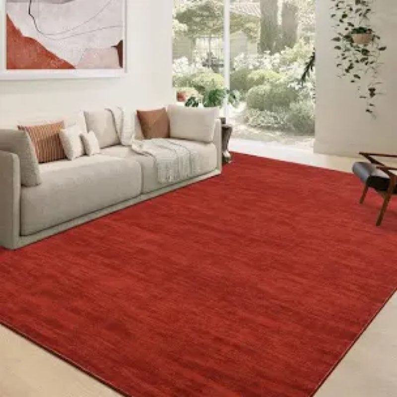 washable 8x10 rugs for living room bedroom modern solid textured rug, non-slip no-shedding stain resistant contemporary carpet,solid large rugs for dorm nursery home office farmhouse,red 8' x 10' (rectangular) red