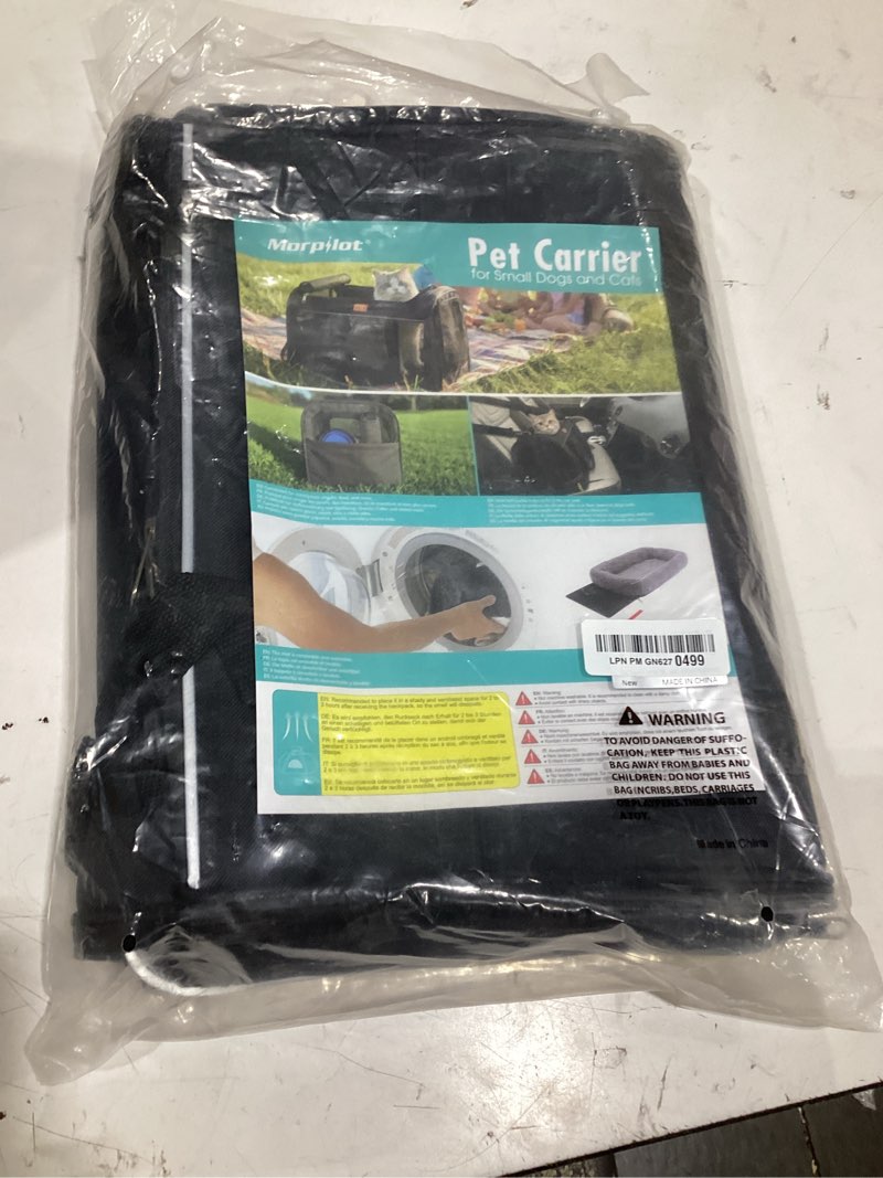 Condition photo showing Good Condition for morpilot cat carrier - cat carrier soft for medium or large cats up to 20lbs, with dual-sided cushion, secure buckle and foldable bowl, dog carriers for small dogs - pet carrier (dark gray) dark gray 17.3"l x 12.2"w x 13.4"h