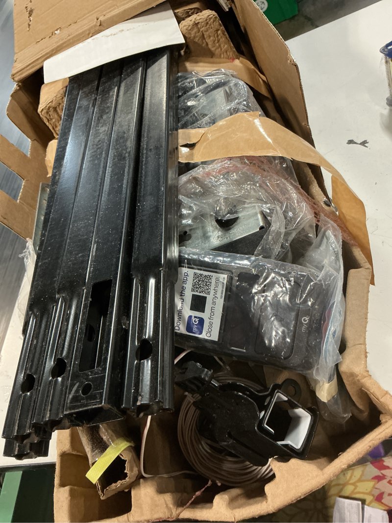 Condition photo showing As Is for chamberlain b6713t smart advanced corner led lighting-myq smartphone controlled-ultra quiet, strong belt drive & max lifting power, blue garage door opener b6713 garage door opener