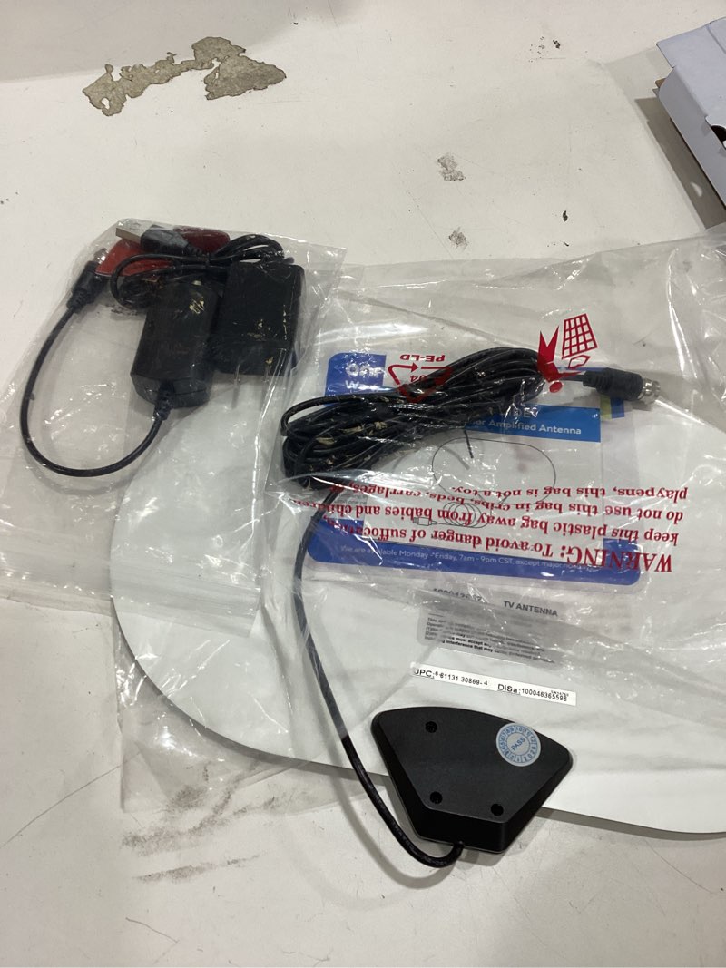 Condition photo showing Good Condition for onn outdoor tv antenna with mounting pole, 85-mile range (reception varies by location), supports hdtv & 4k uhd