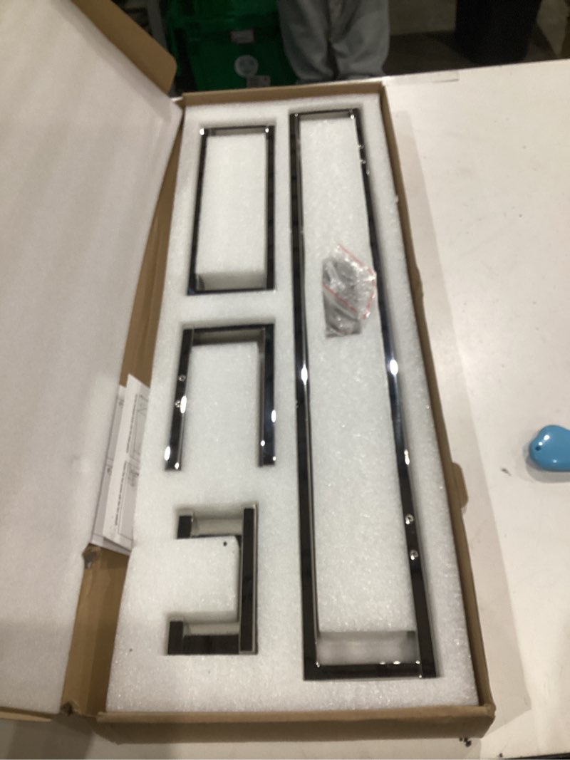 Condition photo showing Good Condition for tnoms 4-pieces bathroom hardware set, polished chrome towel bar set, wall mounted stainless steel bathroom hardware accessories set, 23.6 inch