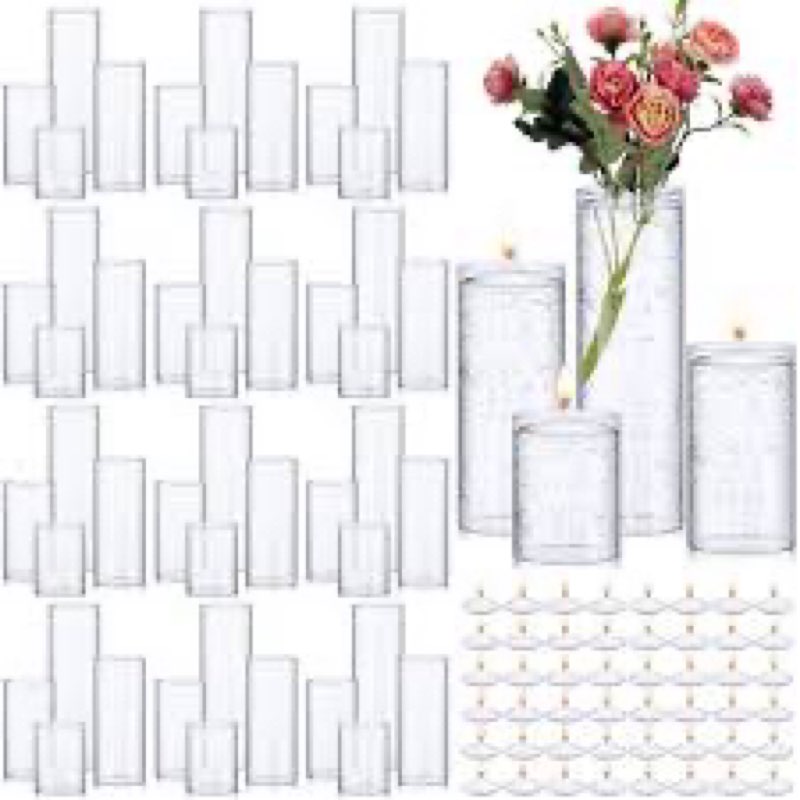 48 Pack Acrylic Cylinder Vases 4,6,8 10 Inch Tall Clear Acrylic Flower Vases Bulk Floating Candle Ho