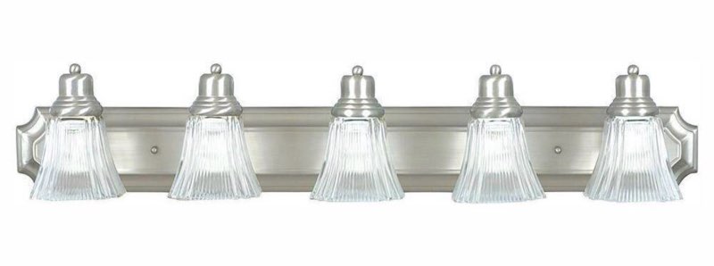 Luminance Sunset Lighting F3575-53 Denman Five Light Vanity, Prismatic Clear Glass Dimmable with Satin Nickel Finish