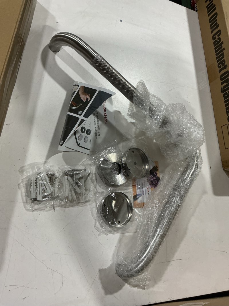 Condition photo showing Good Condition for l-shaped angled grab bar 12x16 inch brushed nickel anti-slip knurled shower handle wall mount, stainless steel shower bar for seniors injured balance support, handicap grab bars for bathtubs & showers brushed nickel 12x16 inch