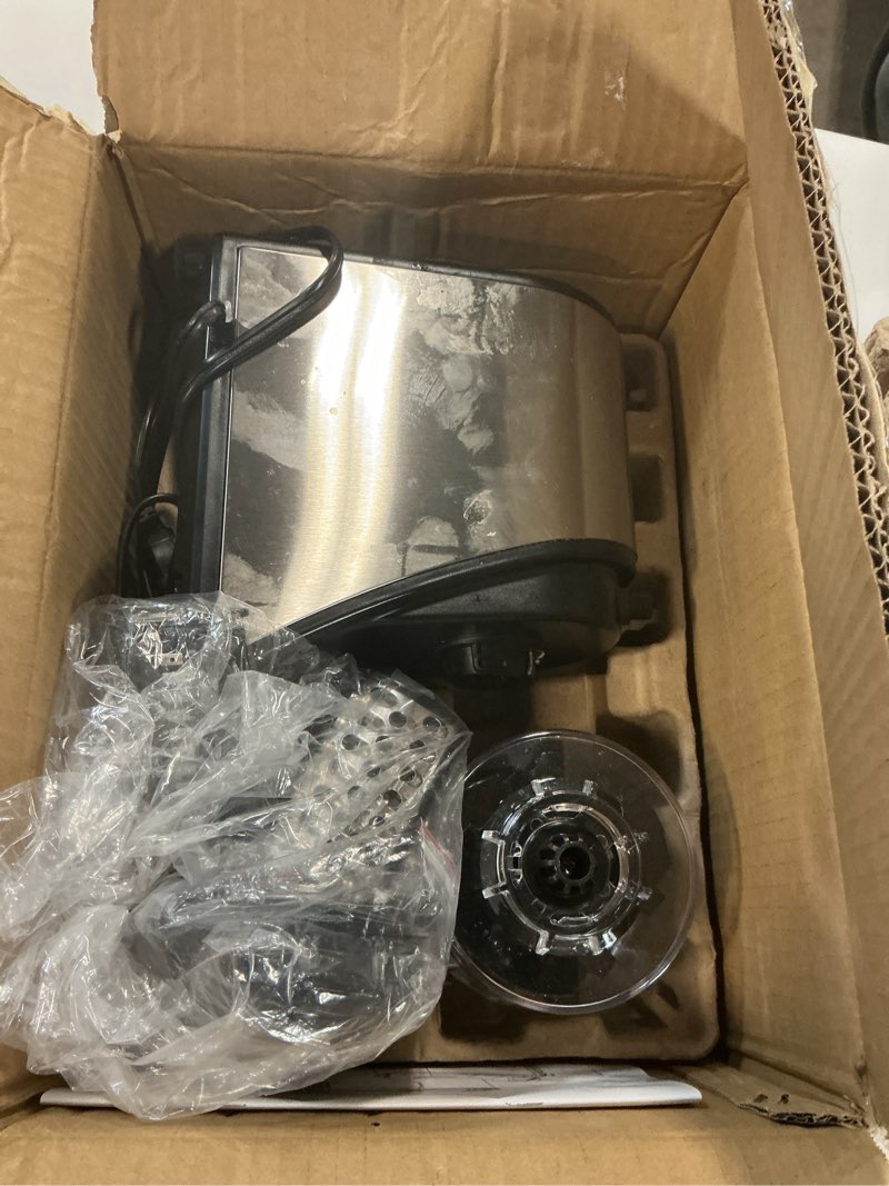 Condition photo showing As Is for electric cheese grater, 250w electric slicer shredder, one-touch control electric salad machine for cheese, fruits, vegetables, salad maker with 5 different shapes of blades, 2025 upgrade