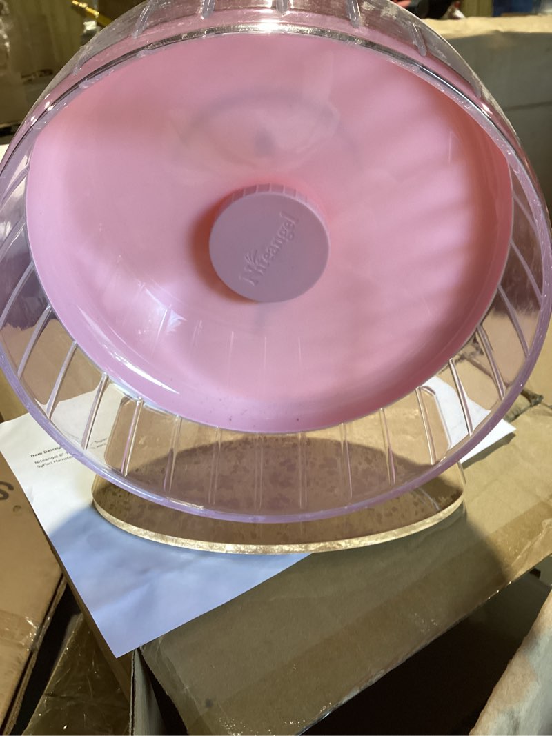 Condition photo showing As Is for niteangel super-silent hamster exercise wheels: - quiet spinner hamster running wheels with adjustable stand for hamsters gerbils mice or other small animals (m, pink) medium pink