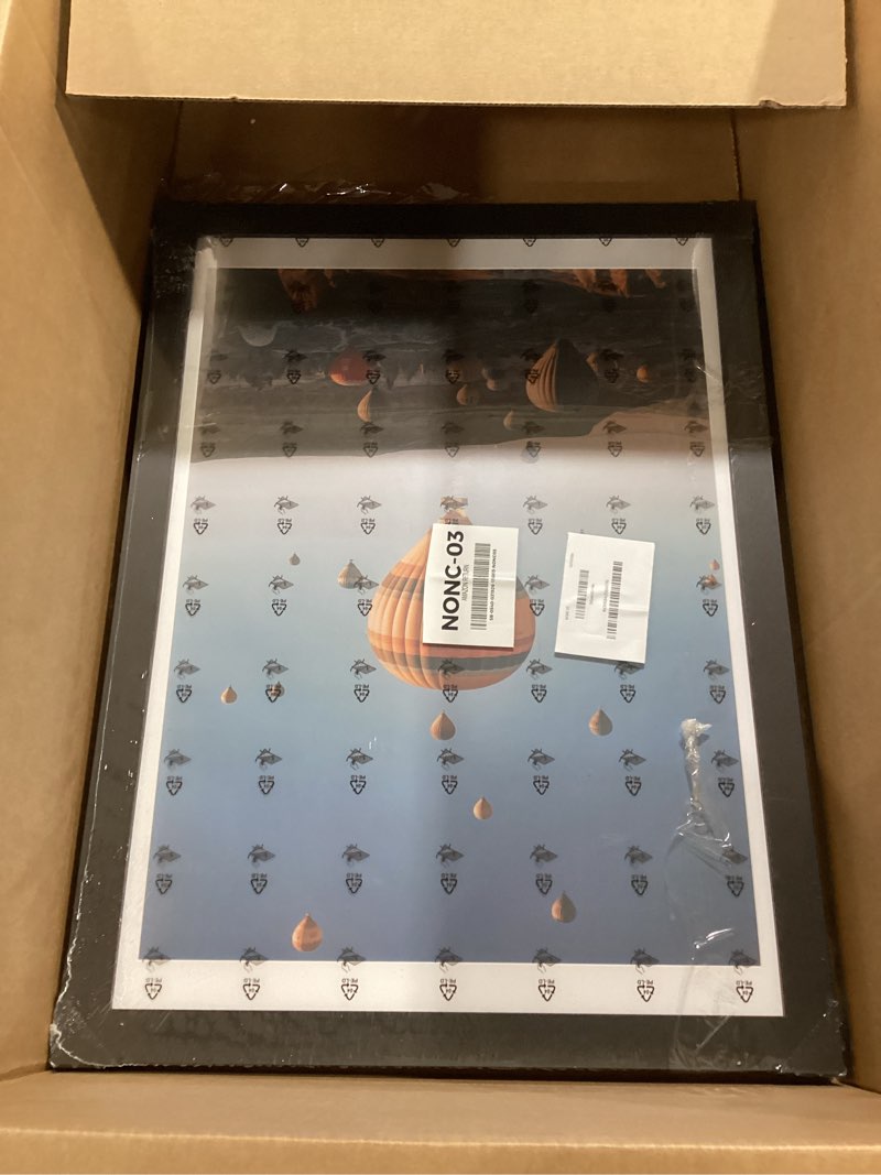 Condition photo showing As Is for 19.25x26.75 Puzzles Frame Set of 2, Display 18x24 with Mat or 19.25 x 26.75 without, Wall Hanging 19.25 by 26.75 Picture Frame for Poster Photo Canvas Picture Puzzles, 2 Pack, Black Black, 2 Pack 19.25x26.75 inch