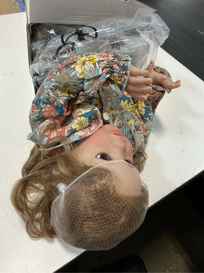 Condition photo showing Good Condition for icradle 26 inch big realistic reborn toddler girl doll handmade silicone soft vinyl limbs and cloth body baby doll that look real lifelike newborn baby dolls toy set for kids pippa 1