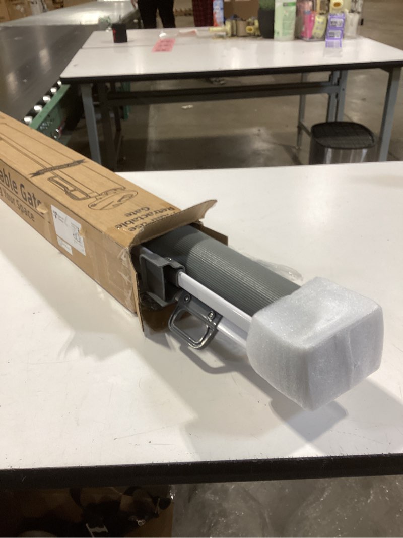 Condition photo showing Good Condition for Huafly 138 Inch Retractable Baby Gates Extra Wide, no Drilling Baby Gates for Large Openings, Child Gates, Safety Gates, Extra Long Dog Gates on Doorways, Stairs, Outdoor, Indoor (Gray, 138 Inch) Gray 138 Inch