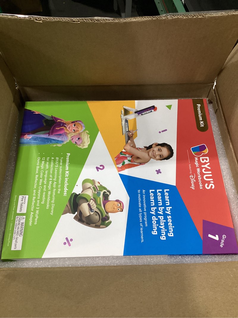 Condition photo showing Good Condition for BYJU’S Learning: Disney, 1st Grade Premium Edition (App + 8 Workbooks) Ages 5-7, Featuring Disney & Pixar Characters - Learn Reading, Addition/Subtraction, Writing & Phonics - Osmo Fire base included Fire Tablet 1st Grade