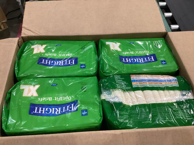 Condition photo showing Good Condition for FitRight Adult Diapers, Ultra Heavy Absorbency, XL (Waist Size 56in-64in), 80 Count, OptiFit Incontinence Briefs for Men and Women, Disposable, Moisture-Wicking, Leak Protection, 80 Count X-Large