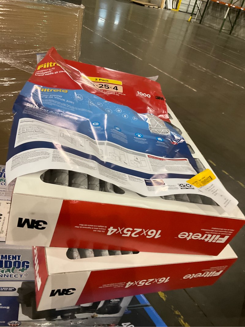 Condition photo showing As Is for filtrete 16 x 25 x 4 merv 11 1000 mpr allergen defense electrostatic pleated air filter 2 -pack