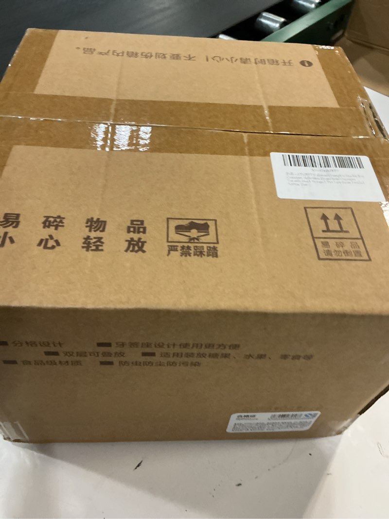 Condition photo showing New/Like New for Halloween Pumpkin Snackle Box Container Halloween Decorations Organizer Versatile Snack Storage 2 Tier Lazy Susan Divided Serving Tray Yellow 10 inch