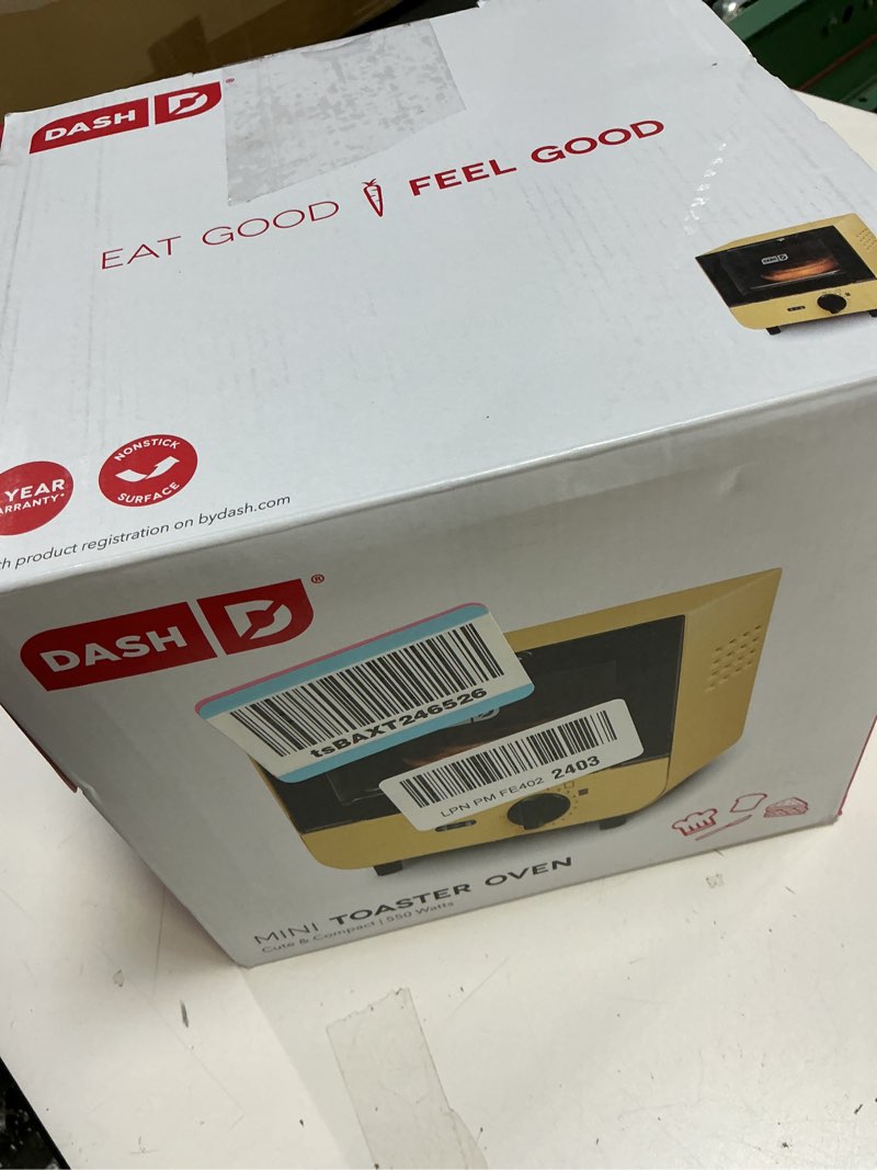 Condition photo showing Good Condition for Dash Mini Toaster Oven - Sleek & Stylish - For Creative Homemade Treats - Compact, Space-Saving Design - adjustable temperature dial - Removable Baking Tray - Yellow Yellow Cooker