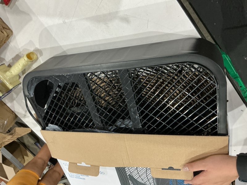 Condition photo showing As Is for utilitech 20-in 120-volt 3-speed high velocity indoor black box fan