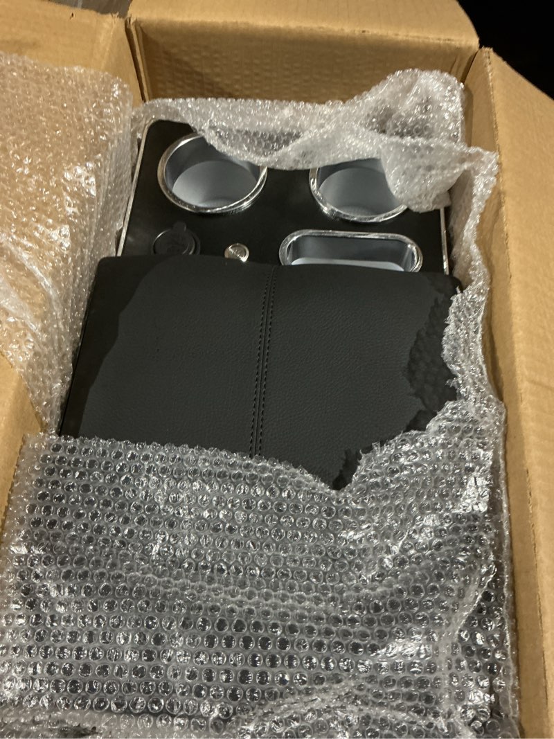 Condition photo showing Good Condition for Upgrade Center Console Organizer with Cup Holder& Phone Holder for Car & Van & Truck Floor Cab Back Bench Seat Armrest Middle Storage Box - Black