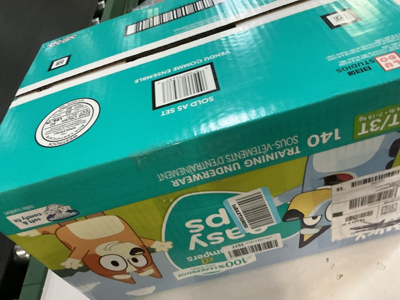 Condition photo showing New/Like New for Pampers Training Pants - Easy Ups Boys & Girls Bluey - Size 2T-3T, 140 Count, Children's Potty Underwear (Packaging May Vary) 2T-3T 140