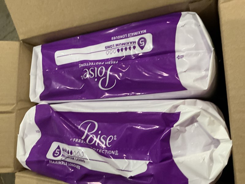 Condition photo showing Good Condition for poise incontinence & postpartum pads for bladder leaks, 5 drop maximum absorbency, long length, 84 count, packaging may vary