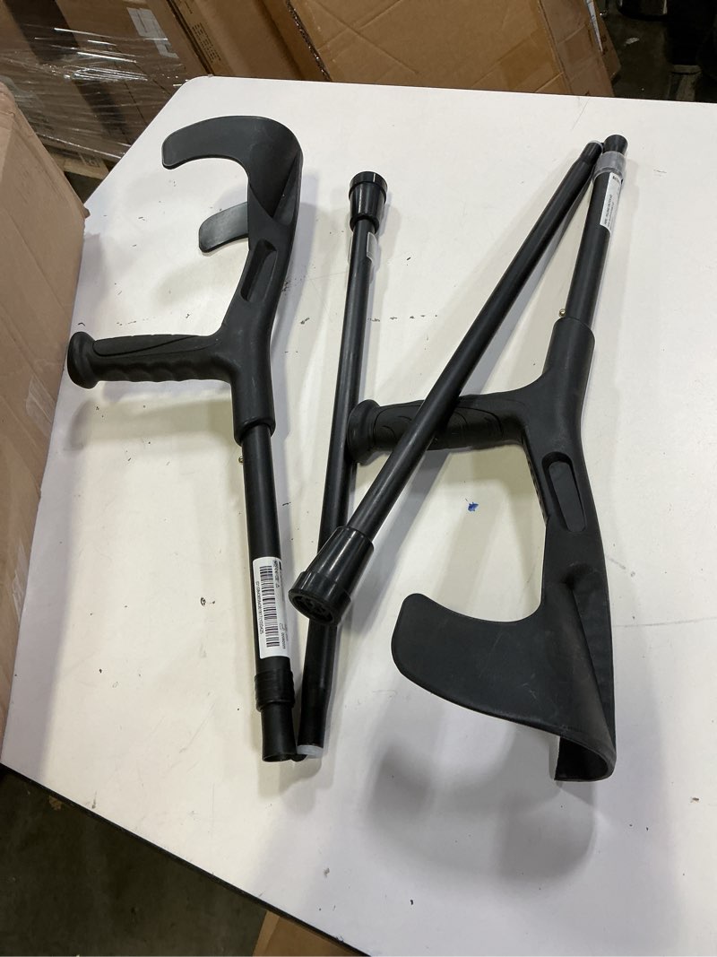 Condition photo showing Good Condition for pepe mobility folding crutches for adults (x2 units), open cuff, adjustable height, aluminium, orthopaedic, elbow crutches women and men, black