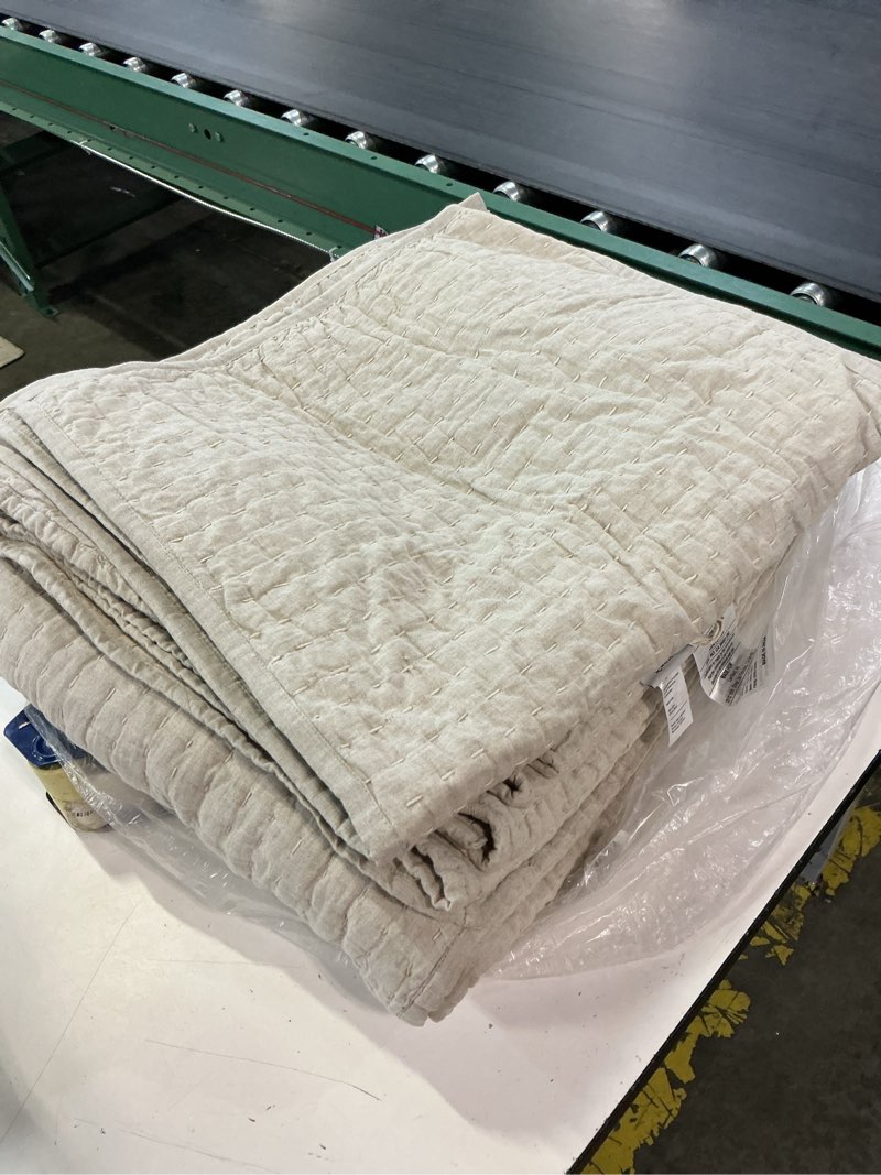 Condition photo showing Good Condition for european linen cotton stitch quilt set, king/cal king, natural