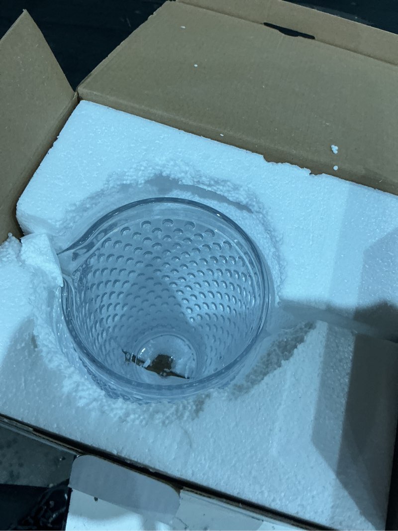 Condition photo showing Good Condition for embossed clear hobnail pitcher