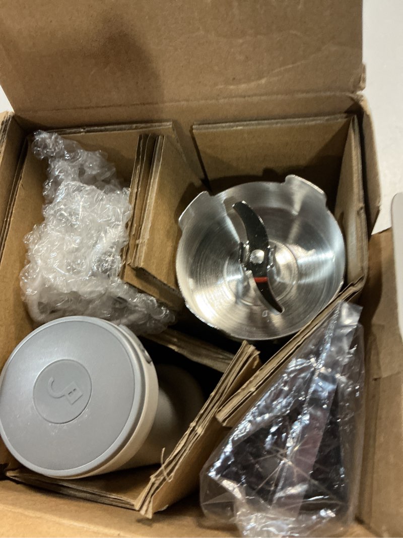 Condition photo showing Good Condition for cordless hand blender, utalent variable speed immersion blender handheld rechargeable, with usb-c charging cable, egg whisk, for smoothies, milkshakes, hummus and soups – white