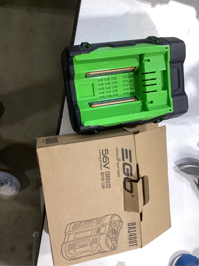 Condition photo showing As Is for ego power+ 56 -volt, 2.5 ah 1 -pack lithium ion (li-ion) battery incomplete