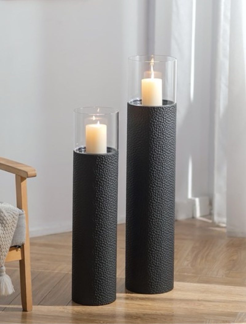 sziqiqi tall floor candle holders: 34/27 inch hurricane pillar candleholders