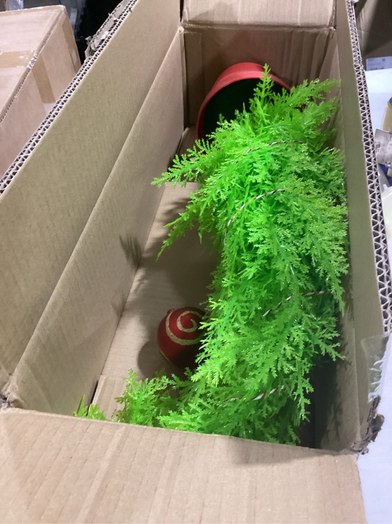 Condition photo showing Good Condition for 2 FT Whimsical Christmas Tree,Lime Green Bendable Christmas Tree,Branch Artificial Christmas Tree with Ball Ornaments and Cement Base Holiday Decor Perfect for Home Office Party Decor (2 FT)