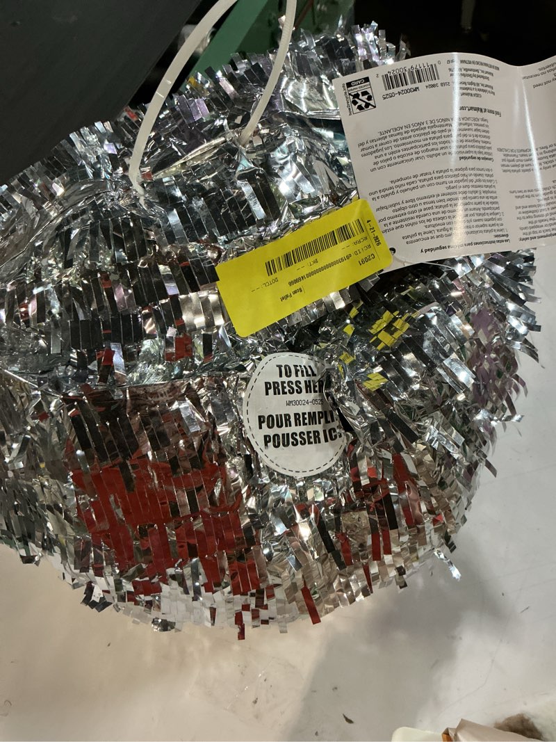 Condition photo showing Good Condition for silver 3d disco ball party pinata, 12", by way to celebrate
