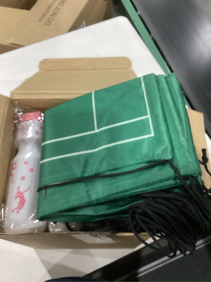 Talltalk 24 Pcs Tennis Party Favors Tennis Water Bottle with Bags Bulk Drawstring Bag Gift Goodie Tr