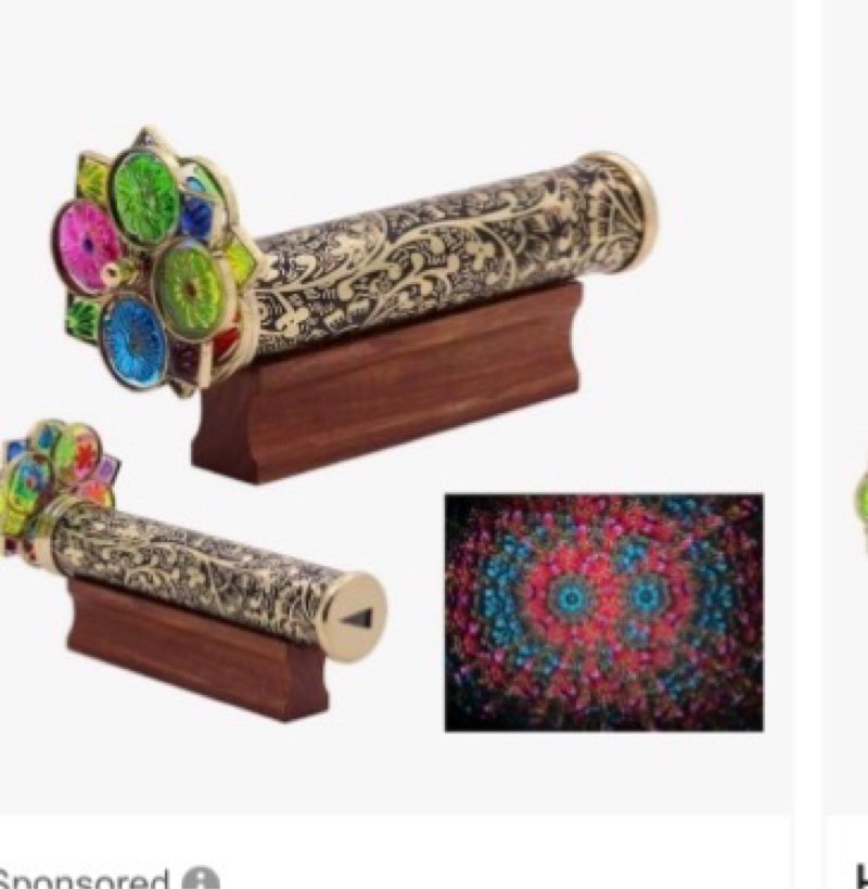 Handmade Giant Trigon Flower Brass Kaleidoscope – Stunning Visual Display with Hardwood Base – Uniqu
