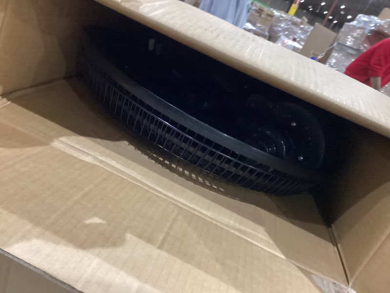 Condition photo showing New/Like New for Comfort Zone 16-Inch Oscillating Pedestal Fan, 3-Speed High-Velocity Cooling, Adjustable Height & Tilt, Quad-Pod Folding Base, Black – ETL Listed Black 16"