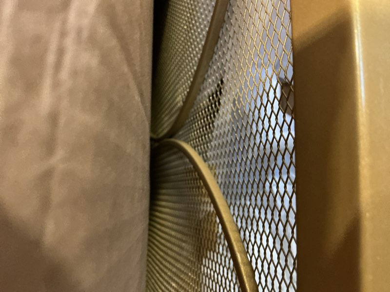 Condition photo showing Good Condition for Fire Beauty Fireplace Screen 3 Panel Wrought Iron Metal 48"(L) x30(H) Spark Guard Cover(Golden Dusting)